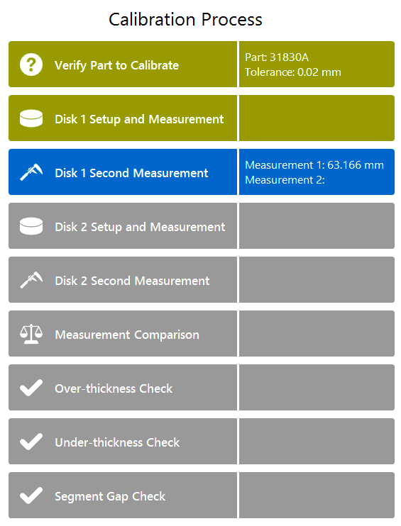 EOL Test System Calibration Process Screen