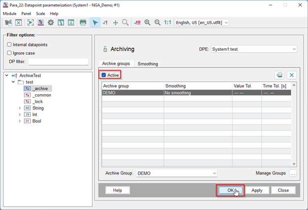 datapoint parameterization active demo