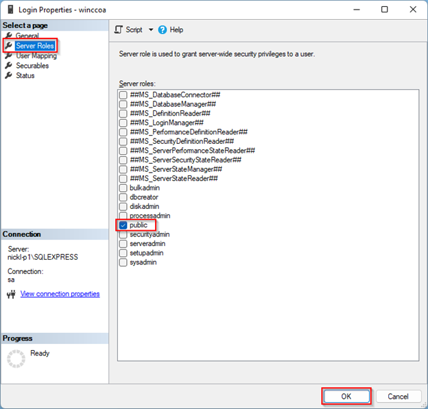 login properties winccoa