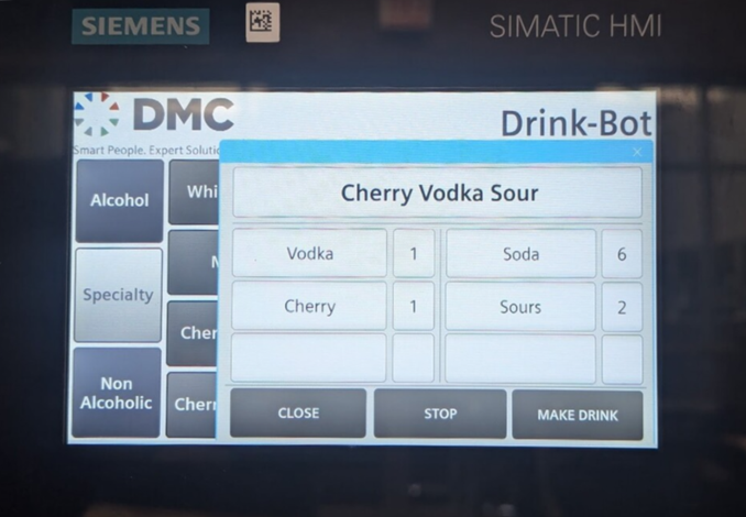 Drinkbot Siemens MTP700 SIMATIC HMI Recipe Faceplate
