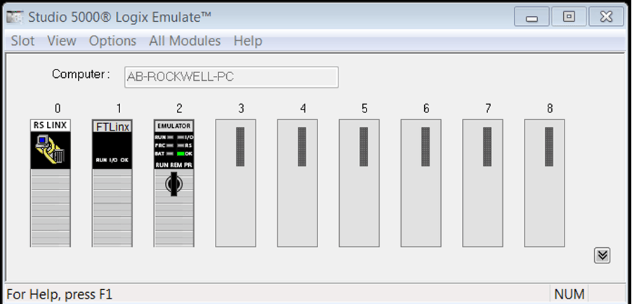 screengrab of Studio 5000 Logix Emulate pop up window