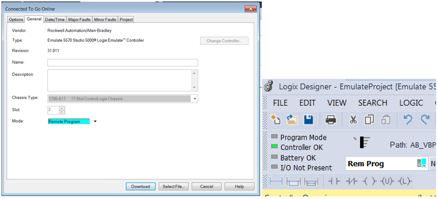 screenshot of computer screen connected to go online select download switch from remote program to remote run