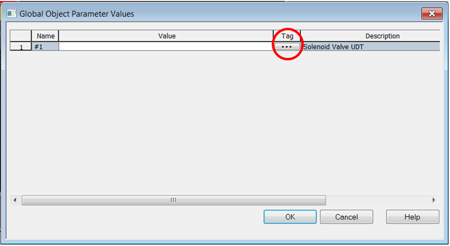 Global Object Parameter Values three dots under tag to bring up the Tag Browser