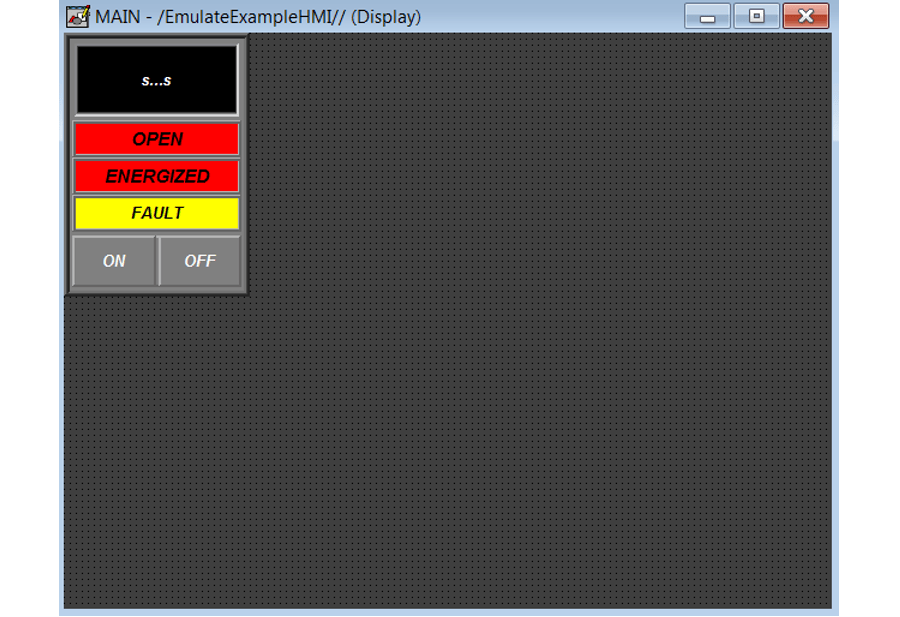 Screenshot of computer showing emulate HMI display
