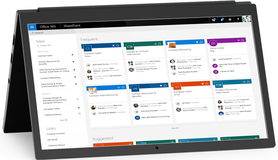 Microsoft SharePoint Home on Surface