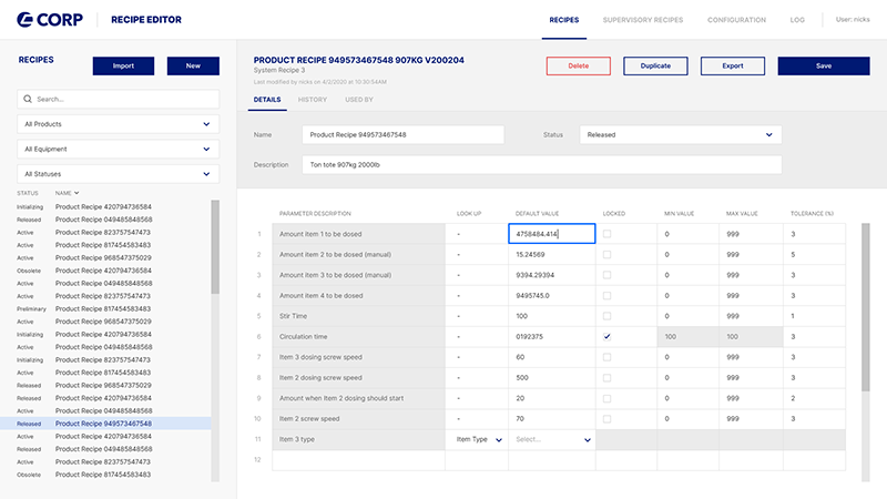 React based recipe editor UI