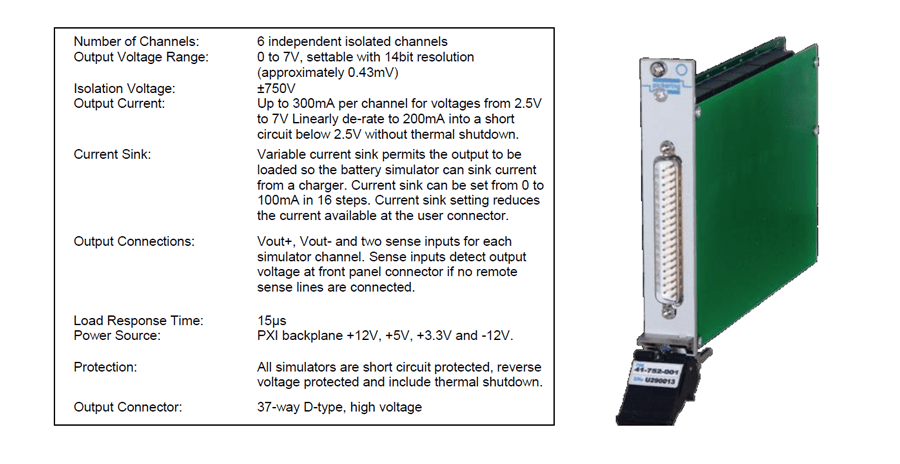 battery pack simulation specifications