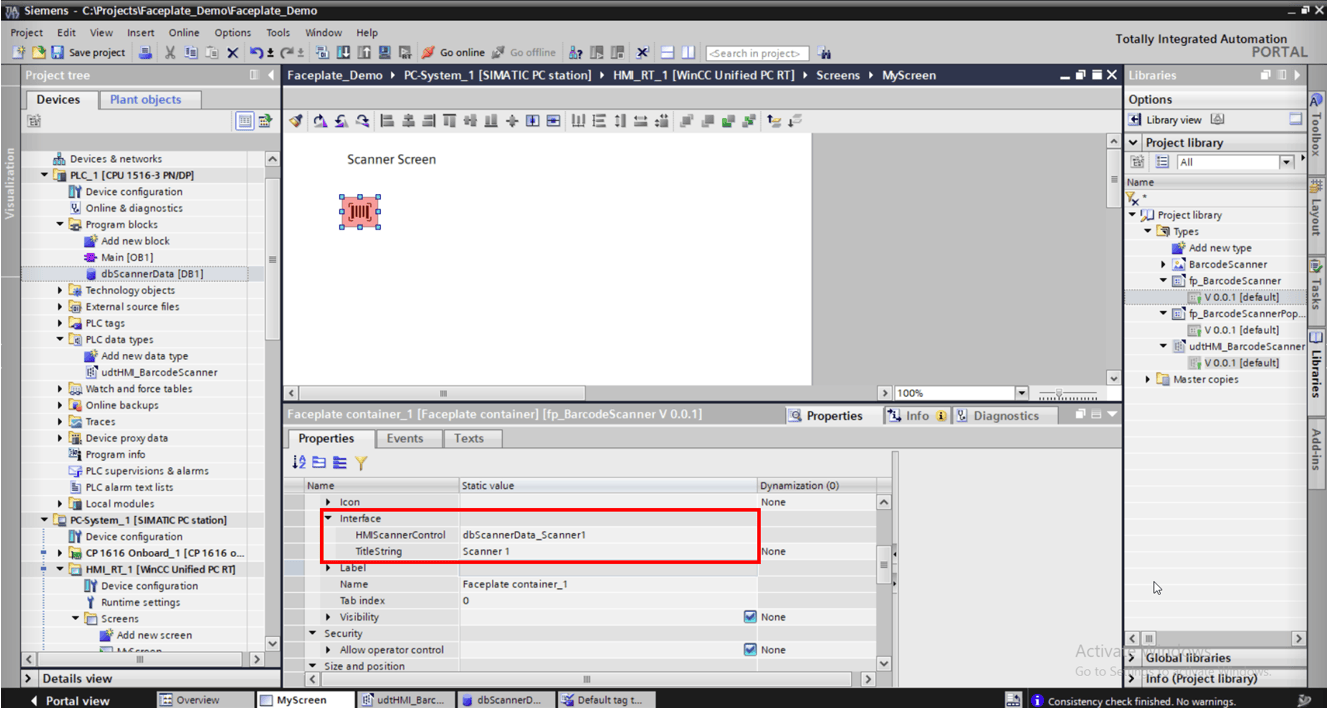A screenshot of a computer to link the relevant HMI tag, ready to run project