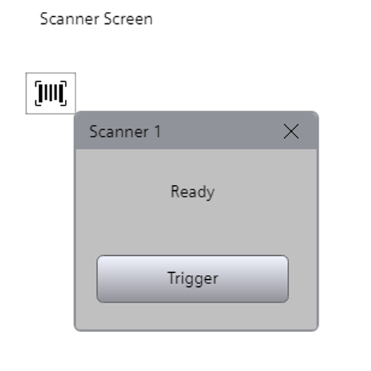 Graphical user interface popup for scanner screen for scanner 1 trigger button