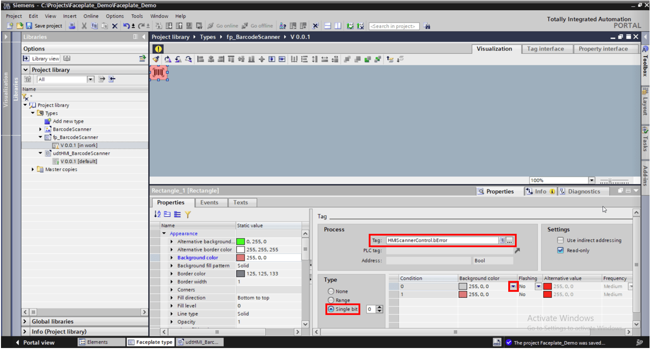 A screenshot of a computer making the "visibility" property dynamic