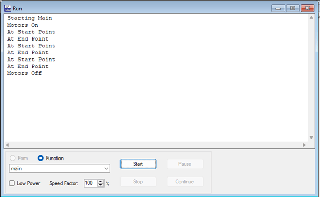 Epson RC+ Run Window