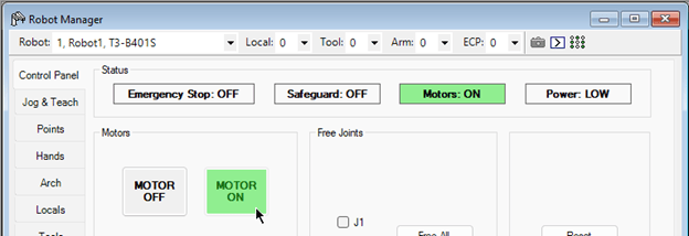 Epson RC+ Motor On