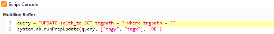 Script console running a query 