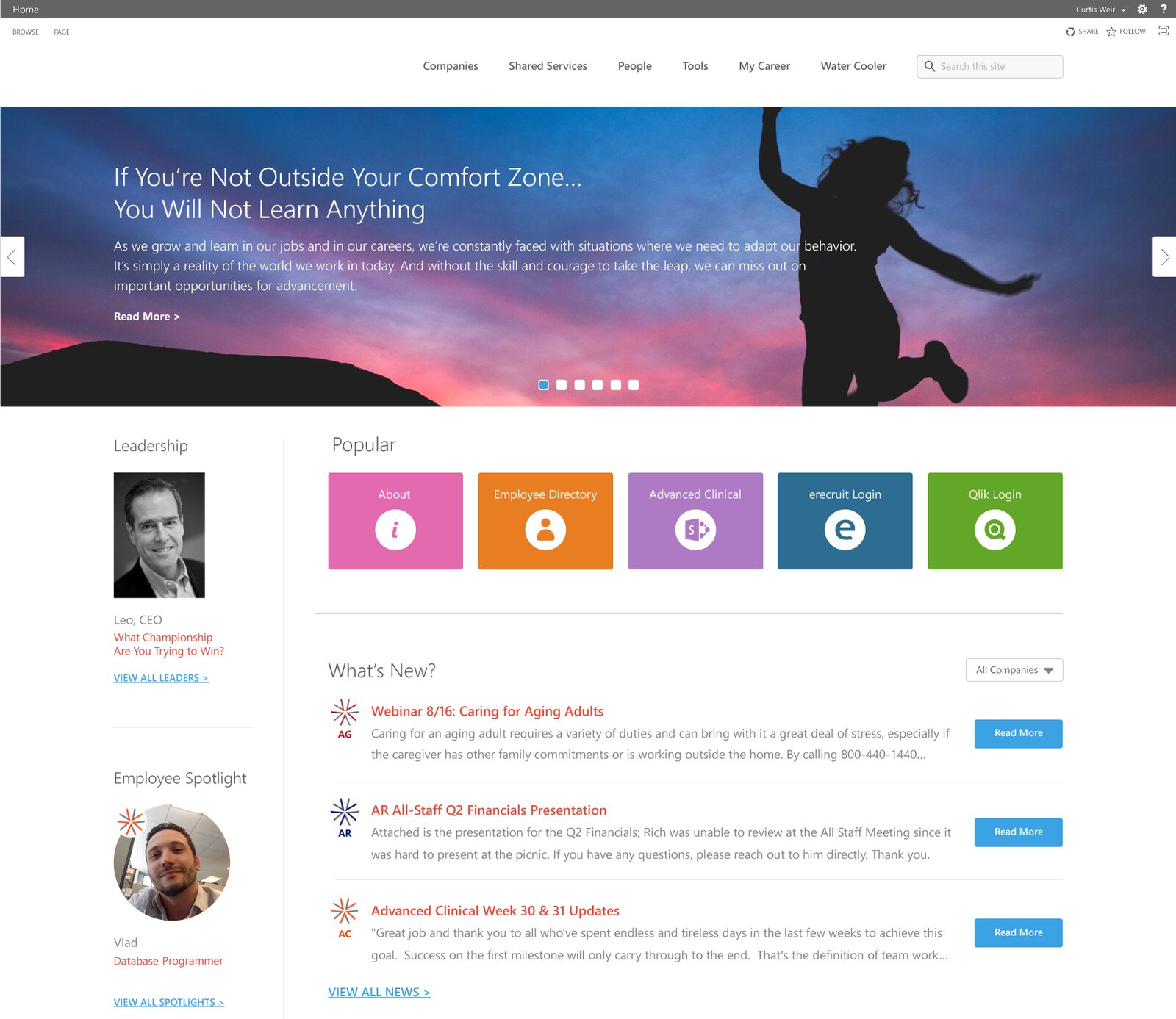 UI UX Intranet Design Example