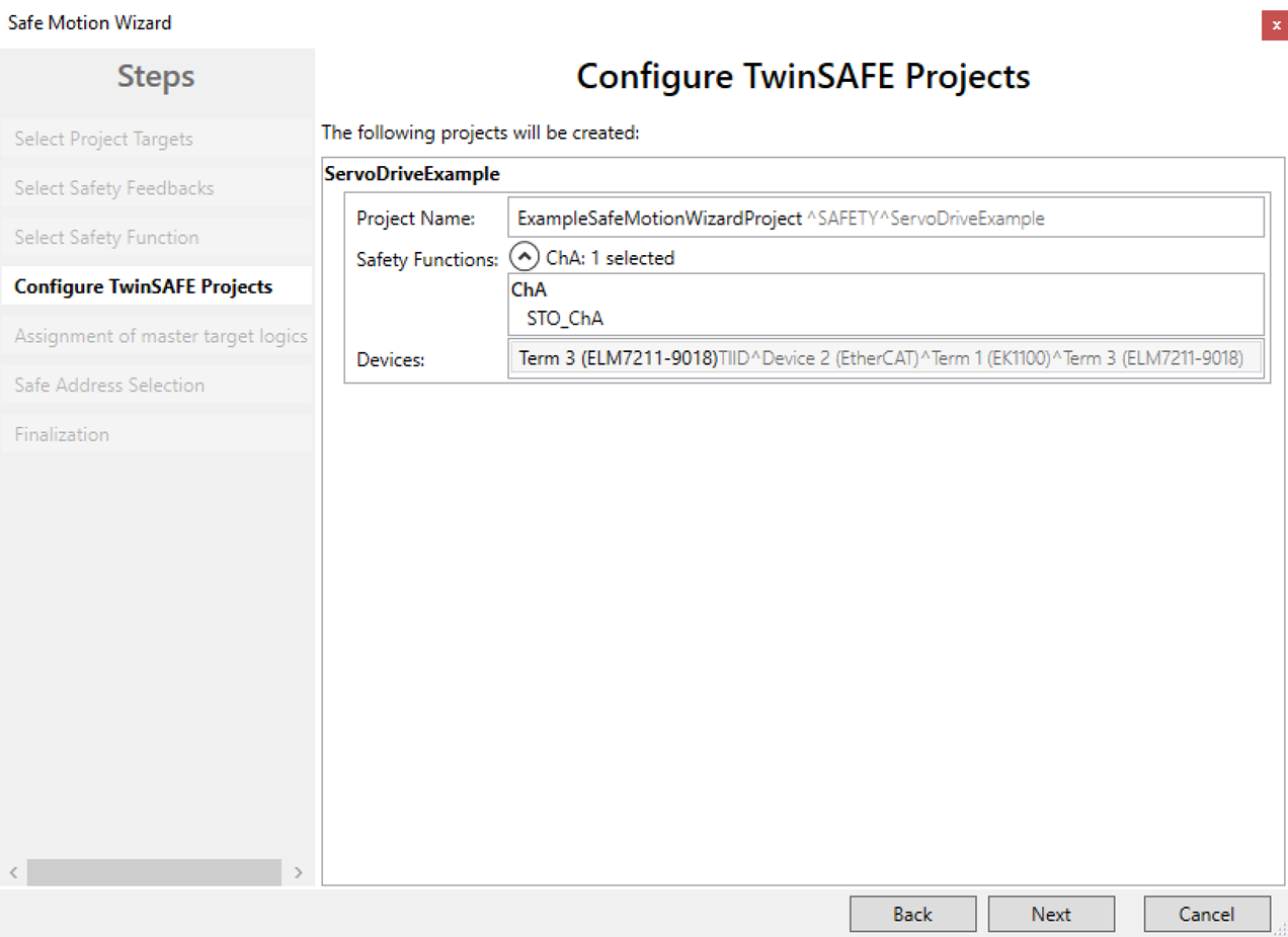 safe motion wizard configure twinsafe projects