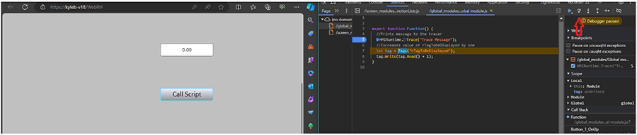 debugger paused