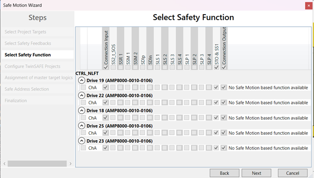 safe motion wizard safety function