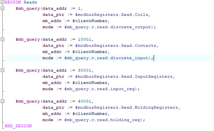 Modbus TCP code