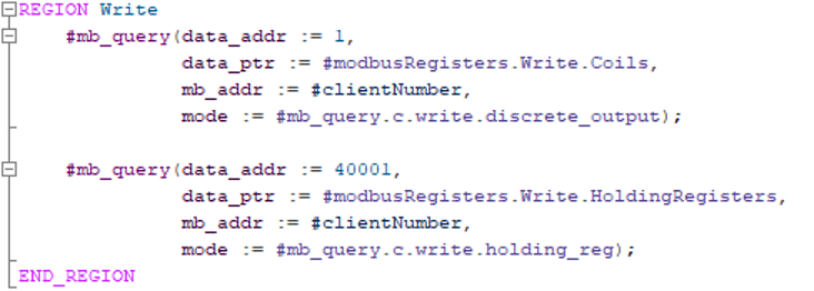 Modbus TCP code