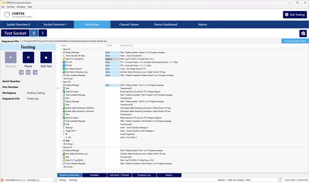 Figure 4: BPT Application - Test Sequence Execution View
