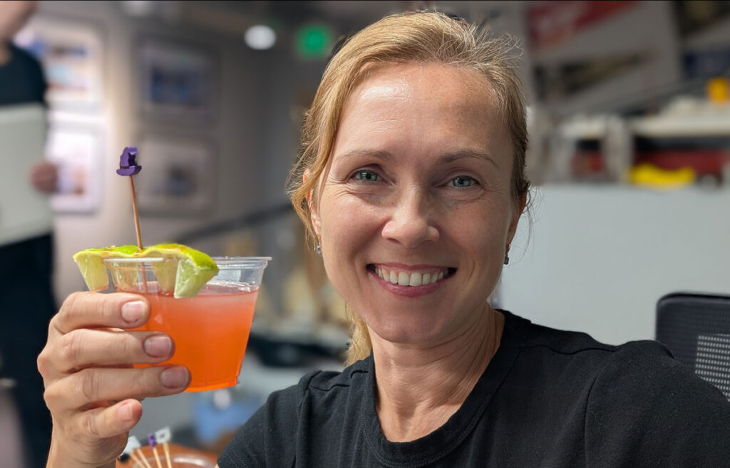 Julia enjoys the Vampire Margarita