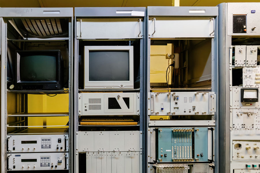 Old lab technology on a shelf