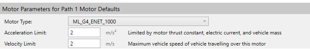 MagneMotion motor parameters interface