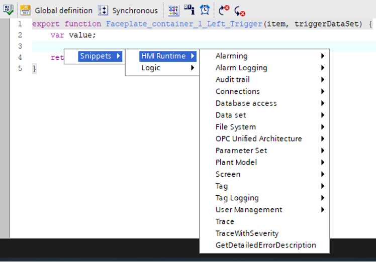 Siemens WinCC Unified scripting interface
