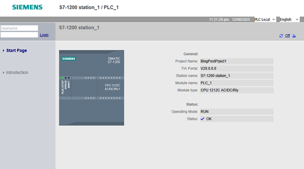 PLC web page
