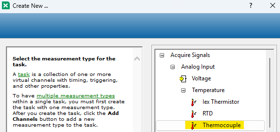 Create New Thermocouple display