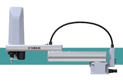 Grey Yamaha robot with a blue background