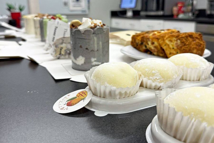 Cakes on a counter
