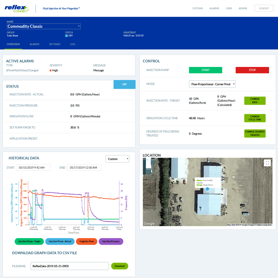 Agri Inject Reflex Connect Device Page