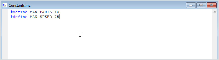 Text file named Constants.inc open in a basic text editor.