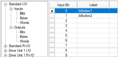 Configuration screen for PLC I/O mapping.