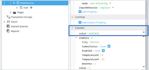 'Color' input parameter in Weather column.