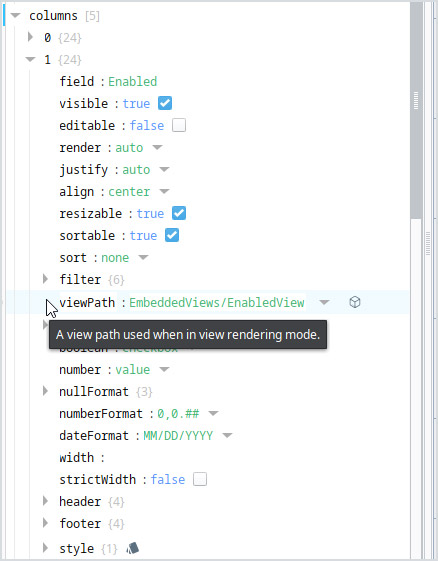 Enabled column's viewPath property.