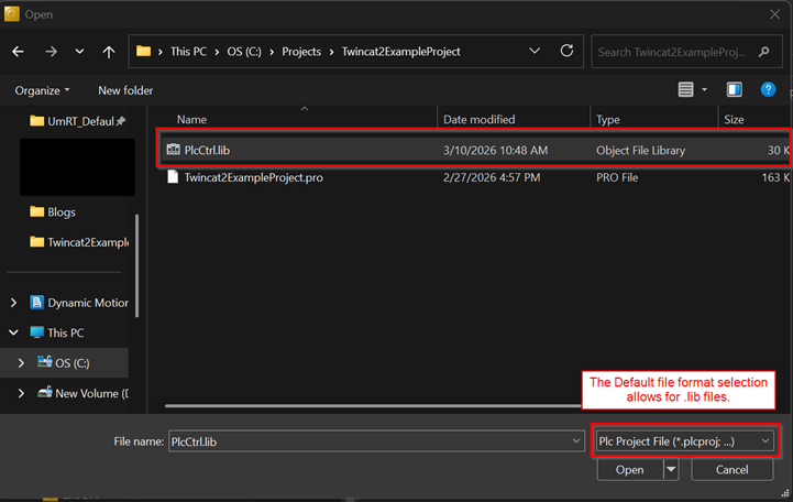 PLC project file